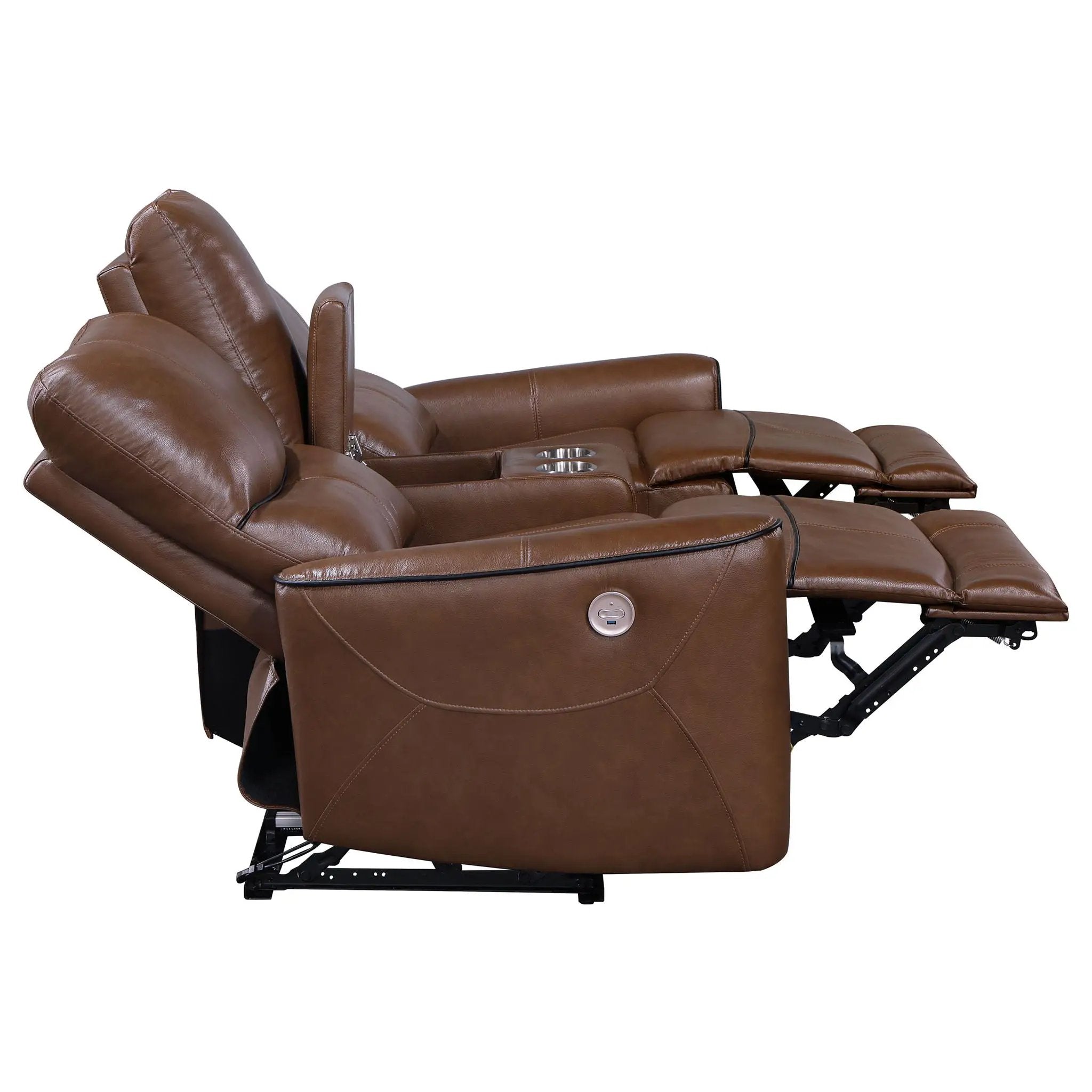 Greenfield Upholstered Power Reclining Loveseat Saddle Brown by Unique Piece Furniture