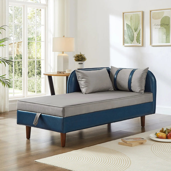 65" Storage Chaise Lounge Sofa, photo 2 of 10