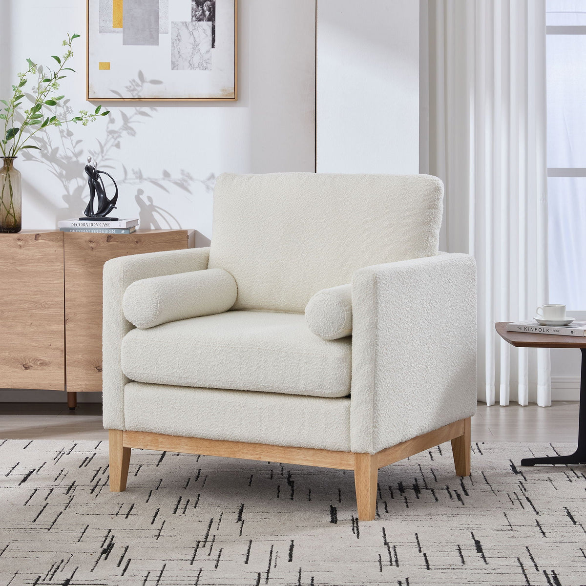 Wide Modern Performance Accent Chair With Natural Legs, photo 8 of 13