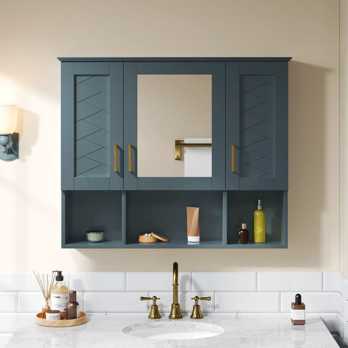 Modern Wall Mounted Medicine Cabinet with Adjustable Shelves and Soft Close Doors by HouseOfZazla
