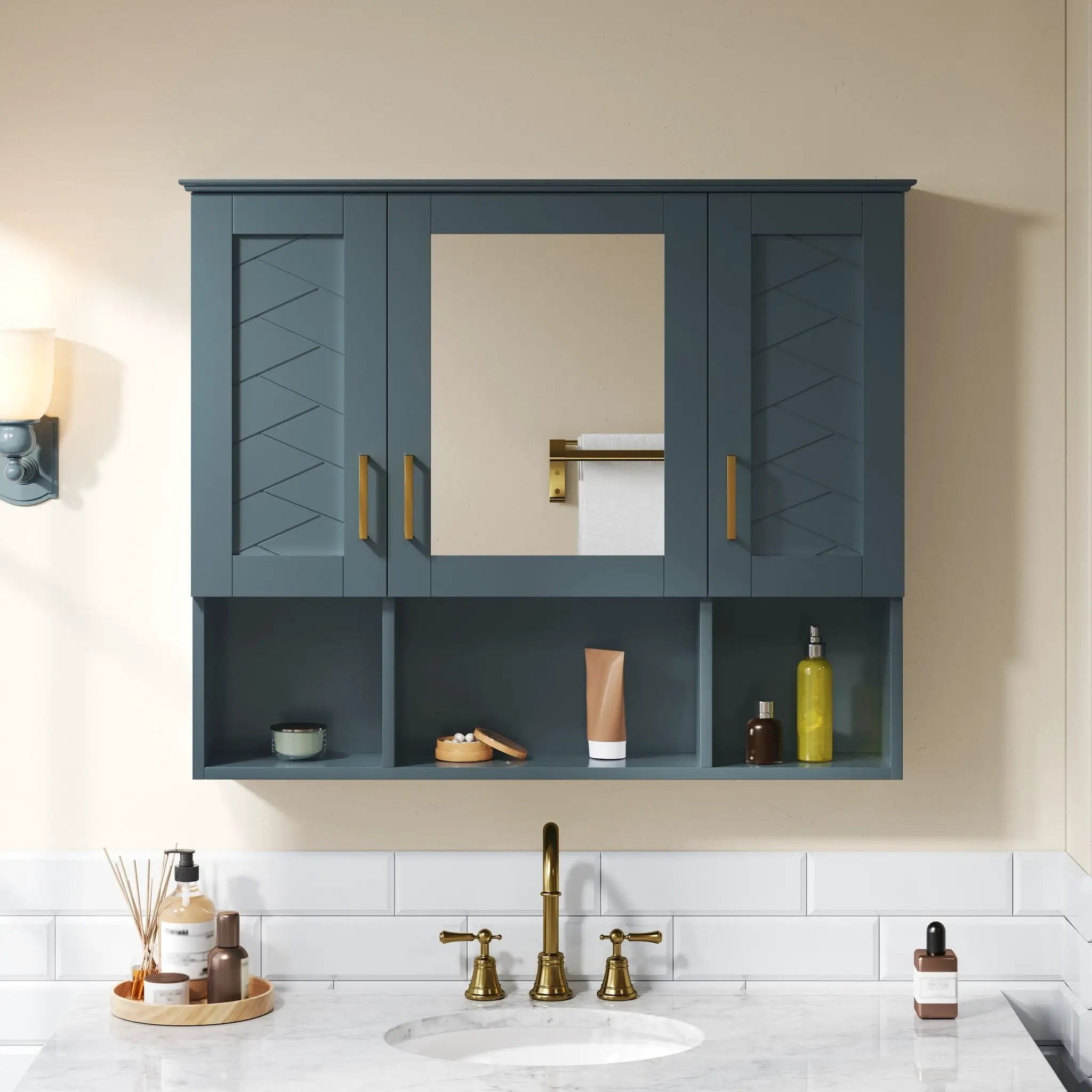 Modern Wall Mounted Medicine Cabinet with Adjustable Shelves and Soft Close Doors by HouseOfZazla