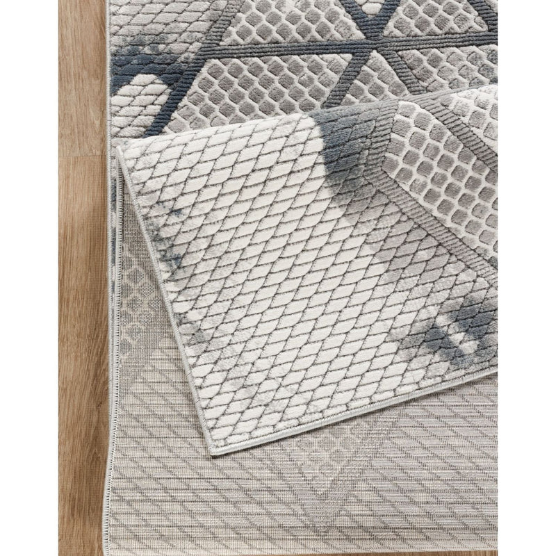 Geometric 3D Effect Area Rug with Contemporary Design - Ivory / Gray, photo 3 of 6