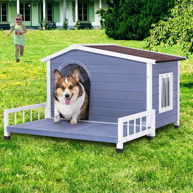 Large Wooden Dog House with Terrace by HouseOfZazla