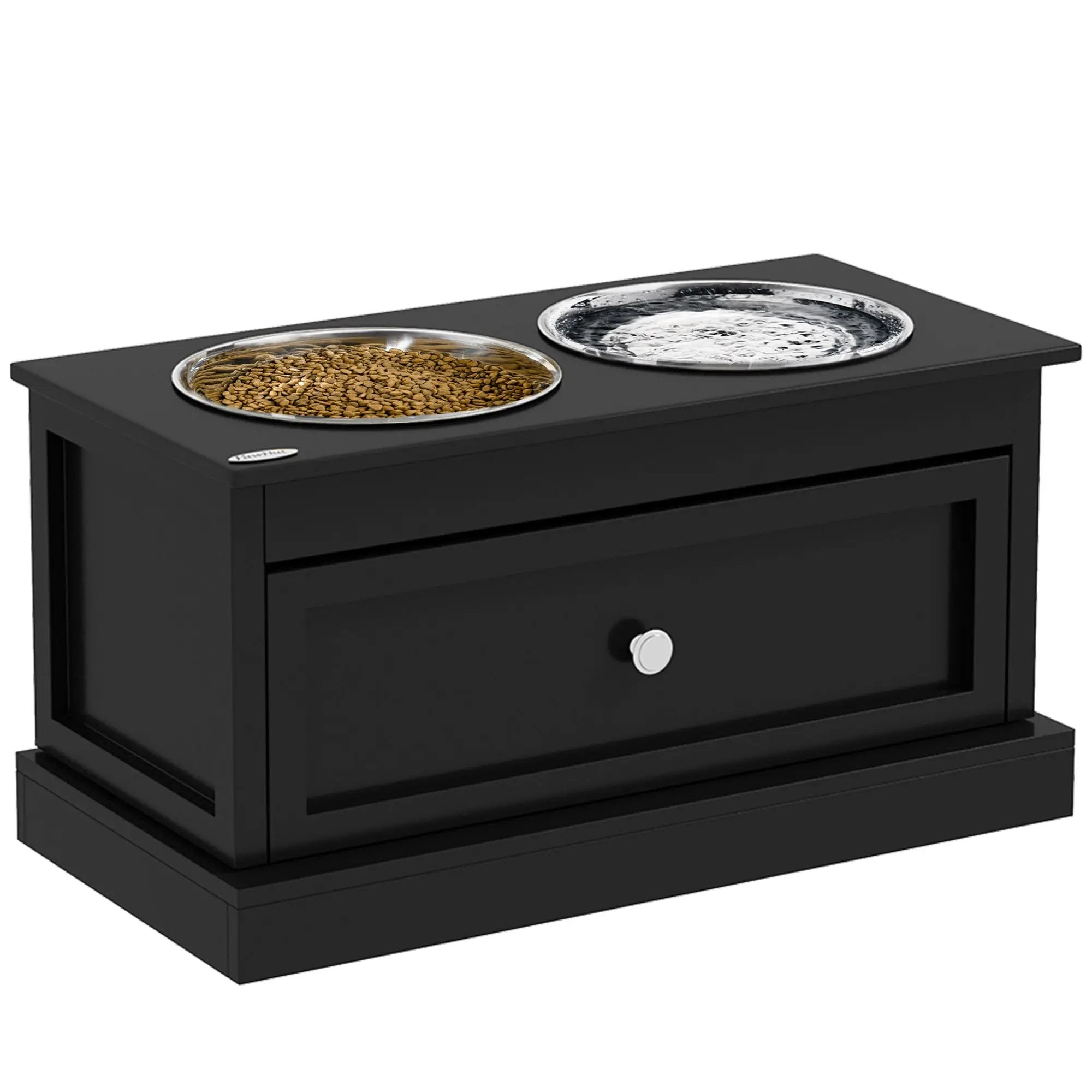 PawHut Large Elevated Dog Bowls with Storage Drawer by HouseOfZazla