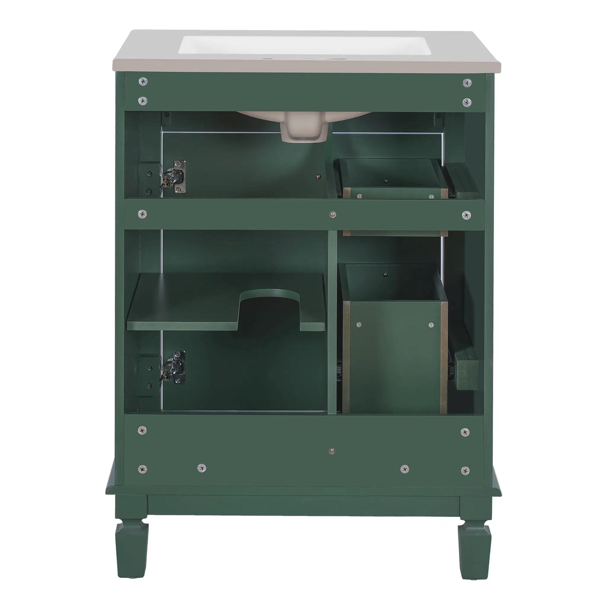 Bathroom Vanity With Sink, Compact Cabinet & 2 Drawers And Adjustable Shelf