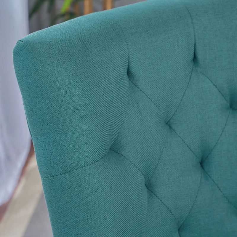 Dining Chair Set of 2 With Upholstered Diamond Tufting And Espresso Birch Legs - Teal by HouseOfZazla