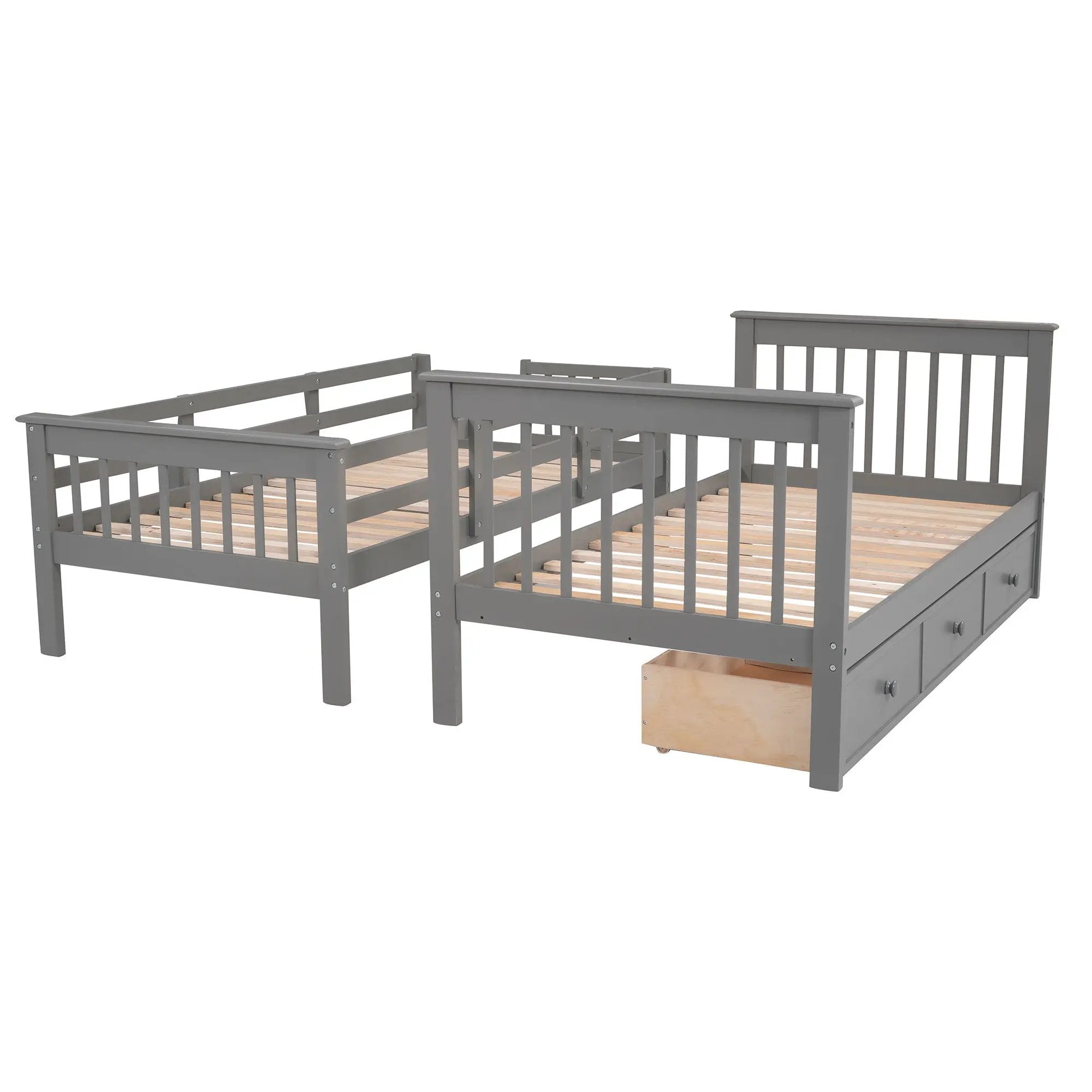 Stairway Bunk Bed With Storage And Guard Rail For Bedroom by HouseOfZazla