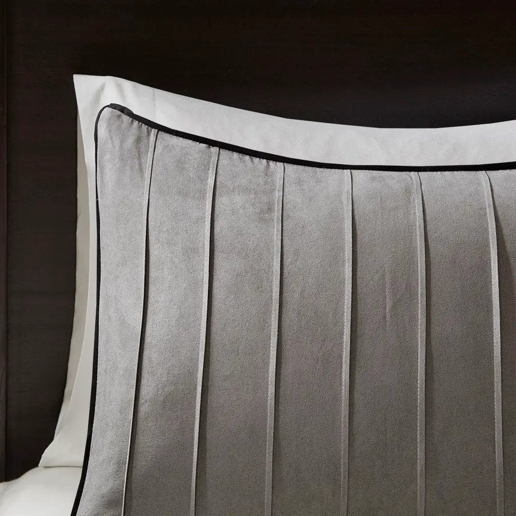 7 Piece Faux Suede Comforter Set Grey Full by HouseOfZazla
