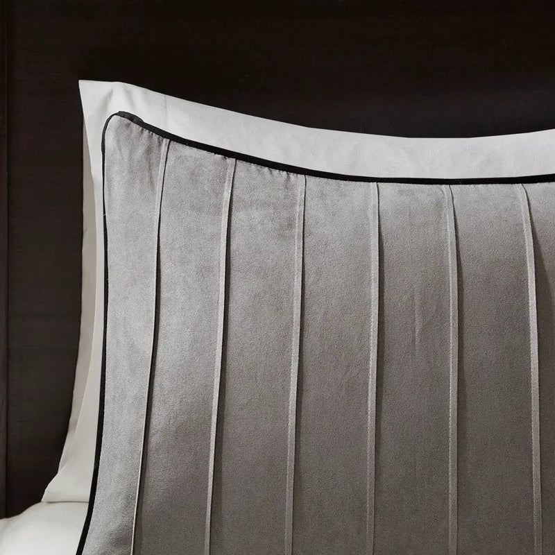 7 Piece Faux Suede Comforter Set Grey Full by HouseOfZazla
