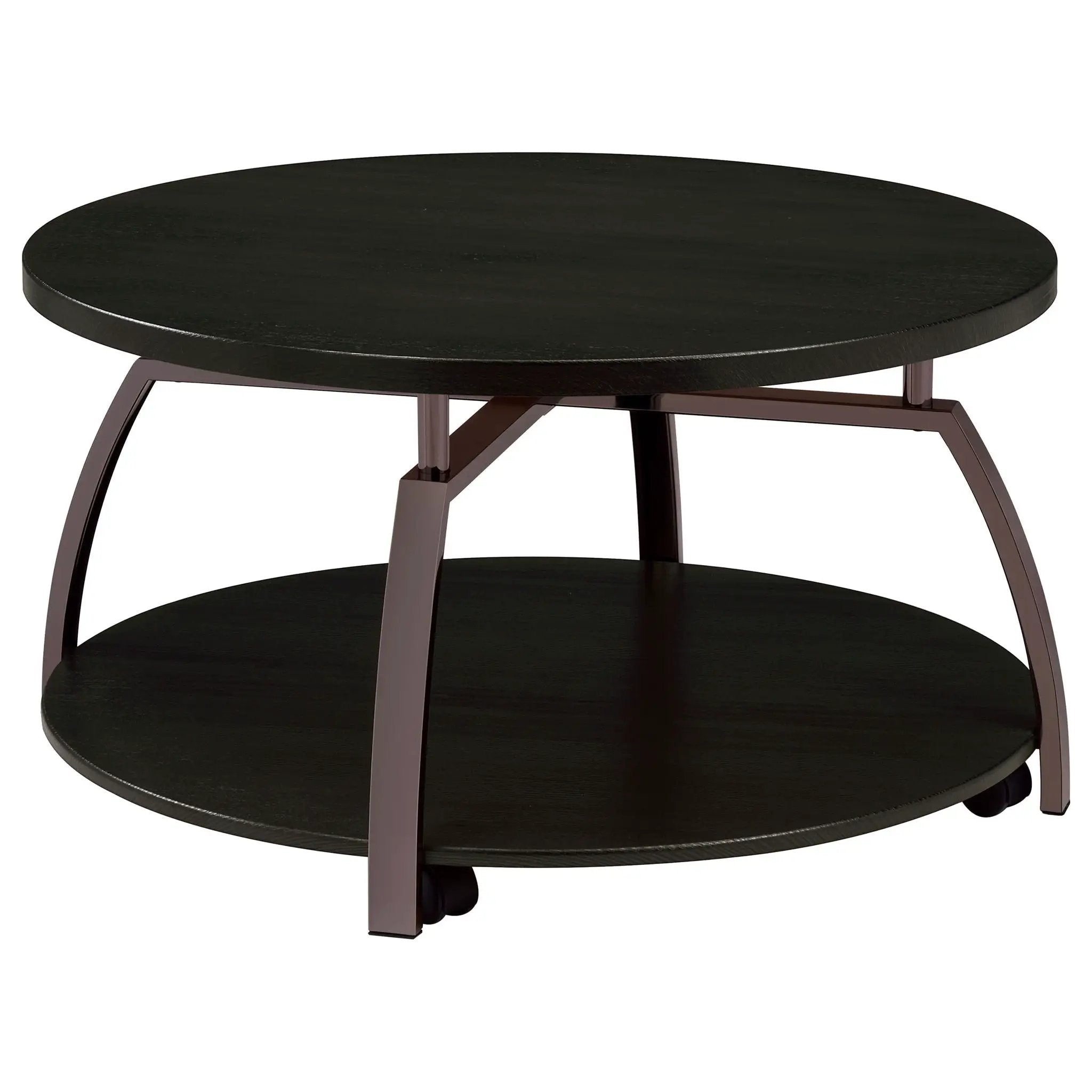 Dacre Round Engineered Wood Top Coffee Table Dark Charcoal by Unique Piece Furniture