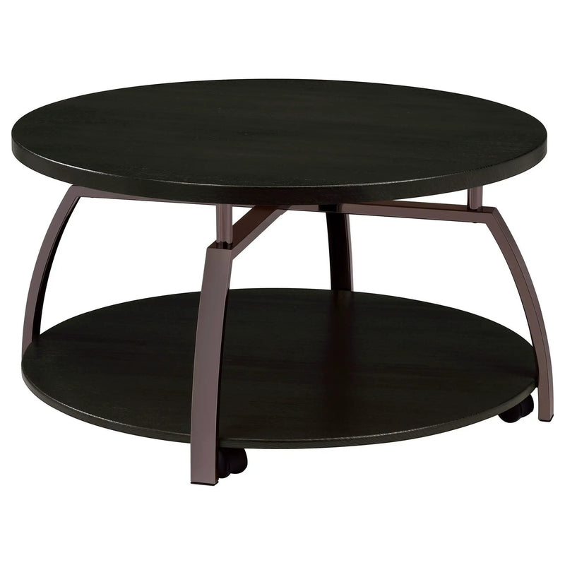 Dacre Round Engineered Wood Top Coffee Table Dark Charcoal by Unique Piece Furniture