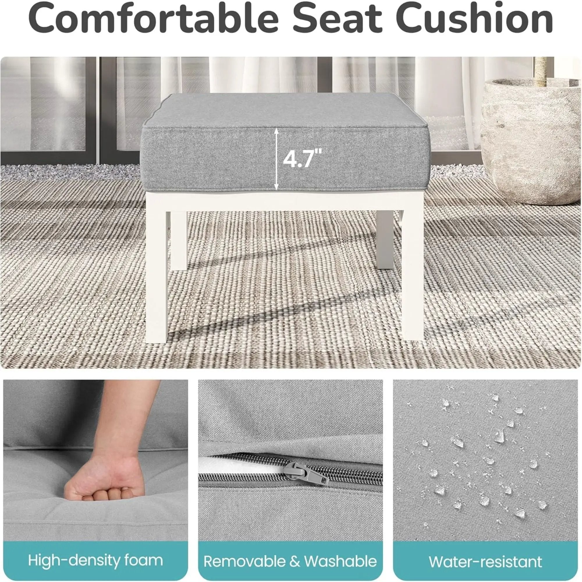 Patio Ottomans With Cushions, All-Weather Footrests (Set of 2) by HouseOfZazla