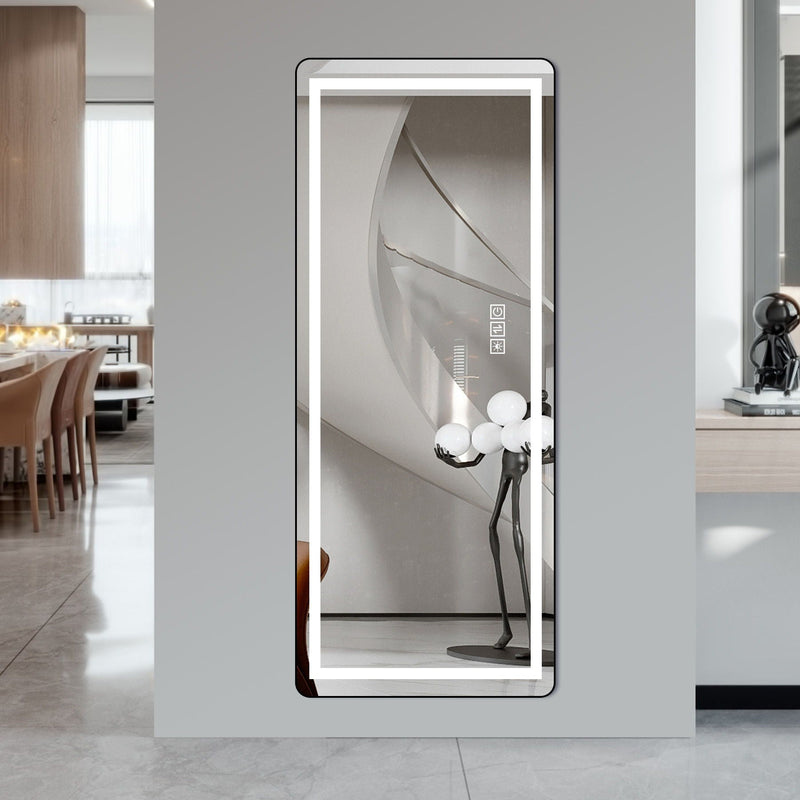 Full-Length Vertical Mirror With LED Light, Dimming Wall Mirror With Frame by HouseOfZazla