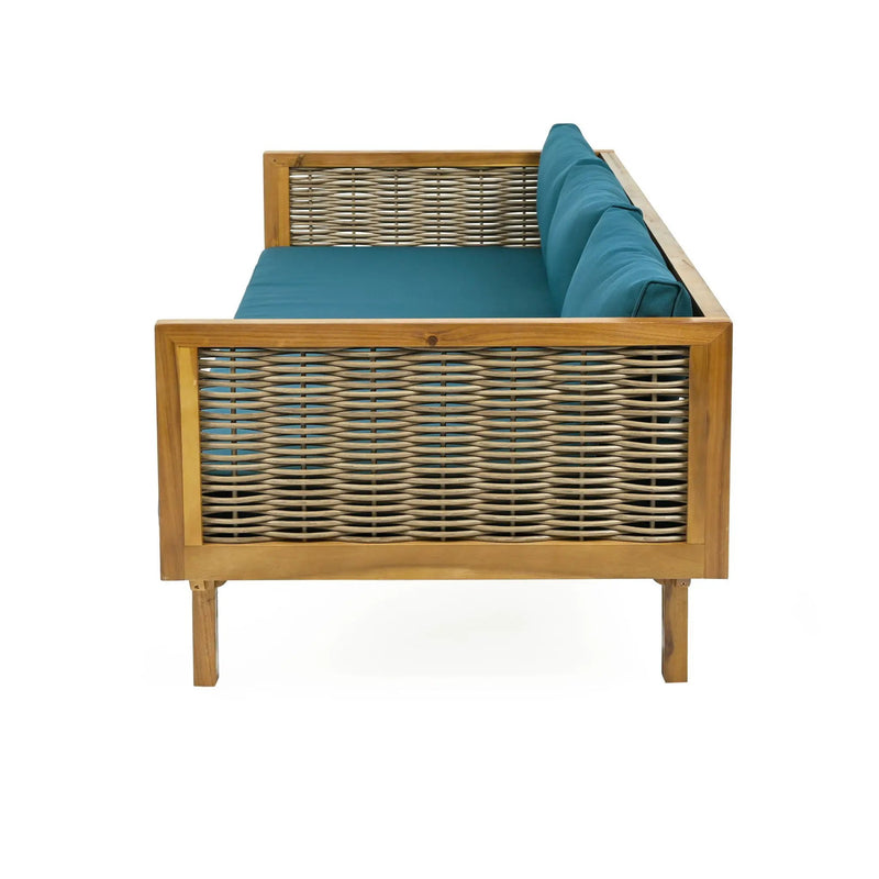 Claremont 3 Seater Daybed Teak Acacia Wood Water Resistant Cushions by HouseOfZazla