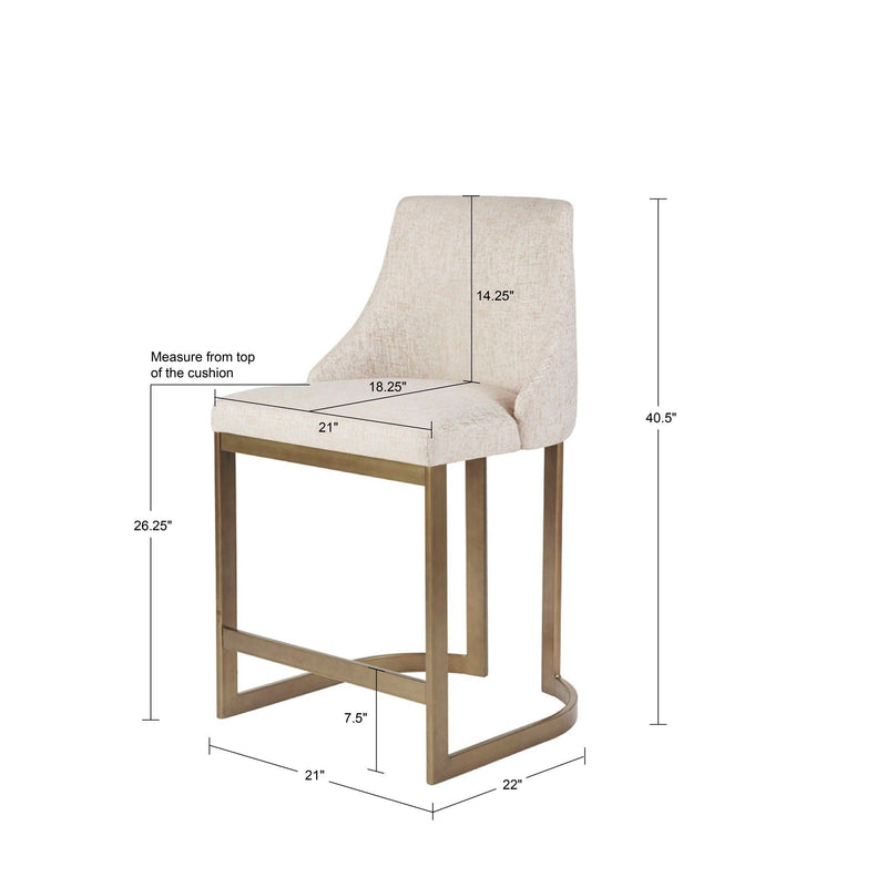 Upholstered Counter Stool with Metal Base – Cream, photo 8 of 8