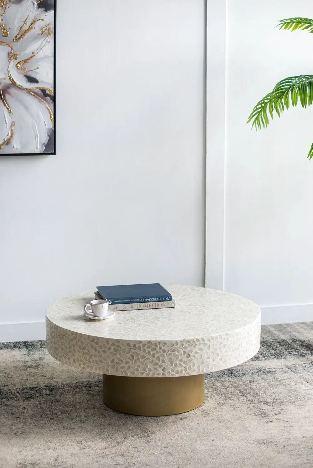 Unique Capiz Coffee Table & Pedestal Base by HouseOfZazla