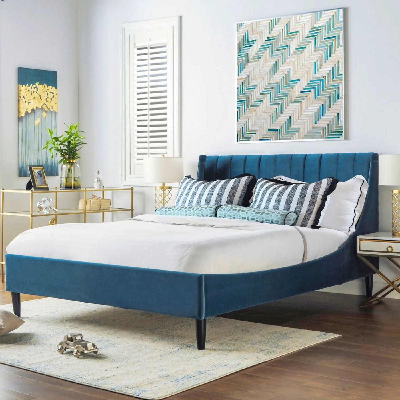 Aspen - Vertical Tufted Modern Headboard Platform Bed Set by HouseOfZazla