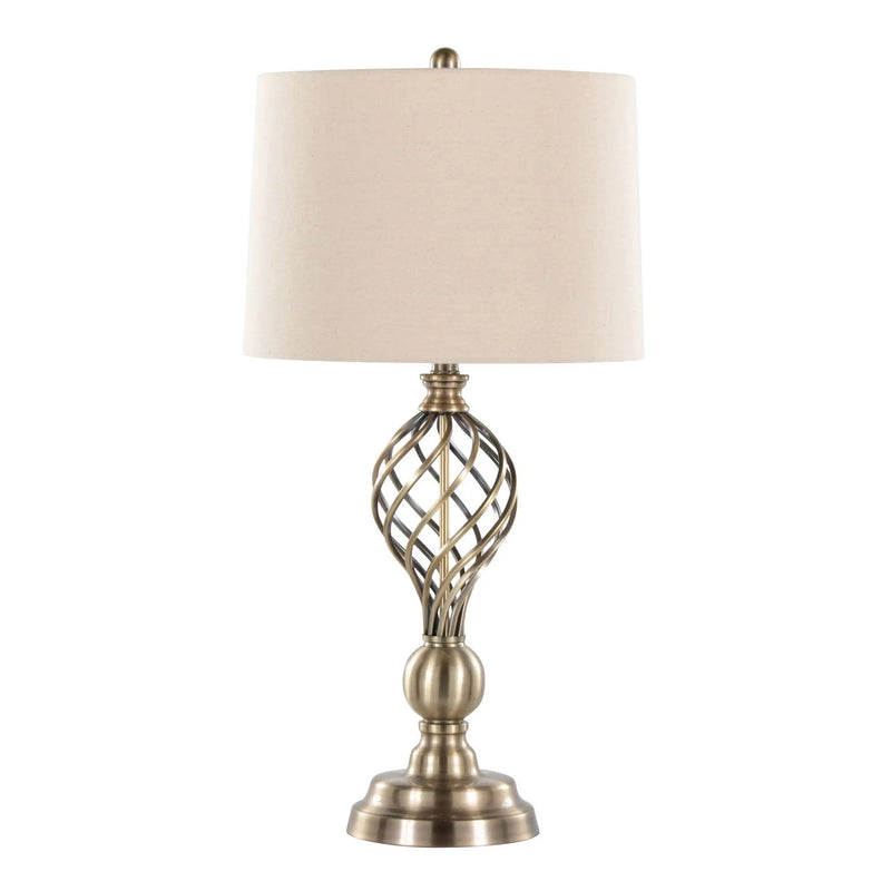 Linx - Twist Contemporary Table Lamp (Set of 2) - Antique Soft Brass / White by HouseOfZazla