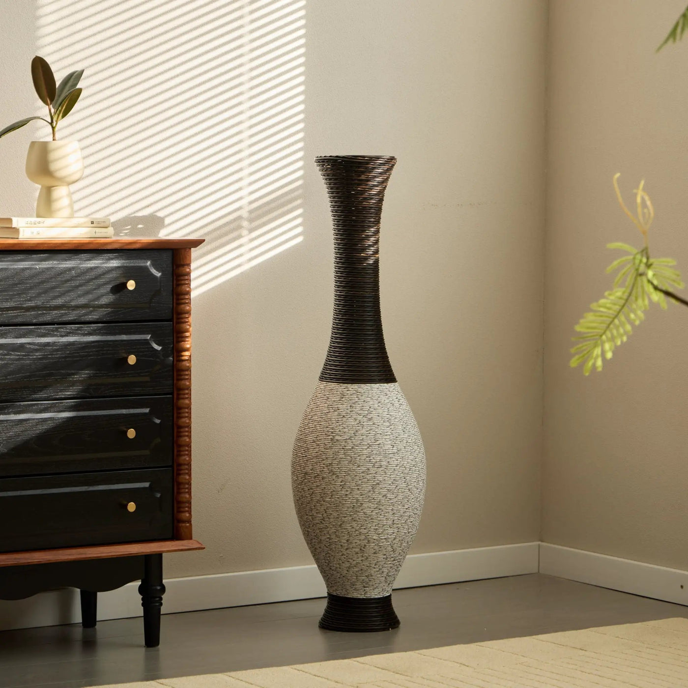 Tall Designer Floor Vase With Elegant 2 Tone by HouseOfZazla