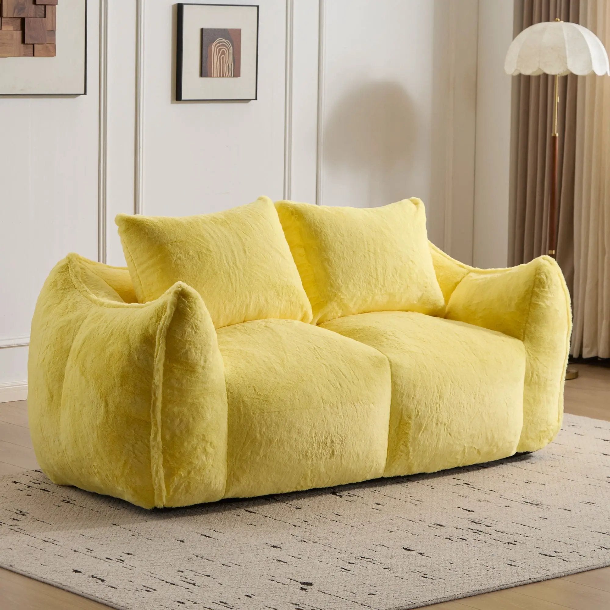 Giant Bean Bag Couch, Ultra Soft Fluffy Loveseat For Living Room by Unique Piece Furniture
