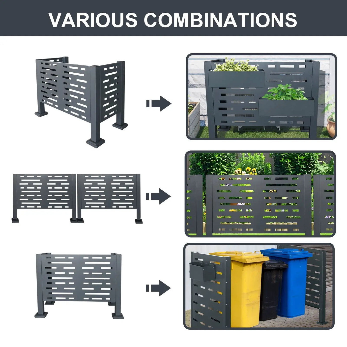 Air Conditioner Fence For Outdoor Units, Metal Privacy Fence Cover, Perfect To Conceal Air Conditioning Units, 3 Fence Panel by HouseOfZazla