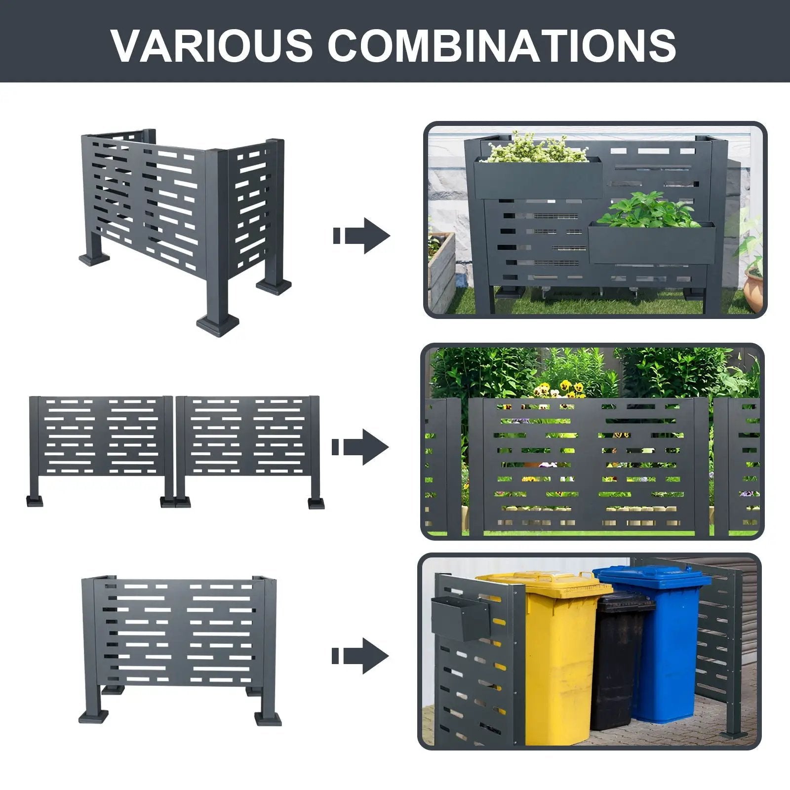 Air Conditioner Fence For Outdoor Units, Metal Privacy Fence Cover, Perfect To Conceal Air Conditioning Units, 3 Fence Panel by HouseOfZazla