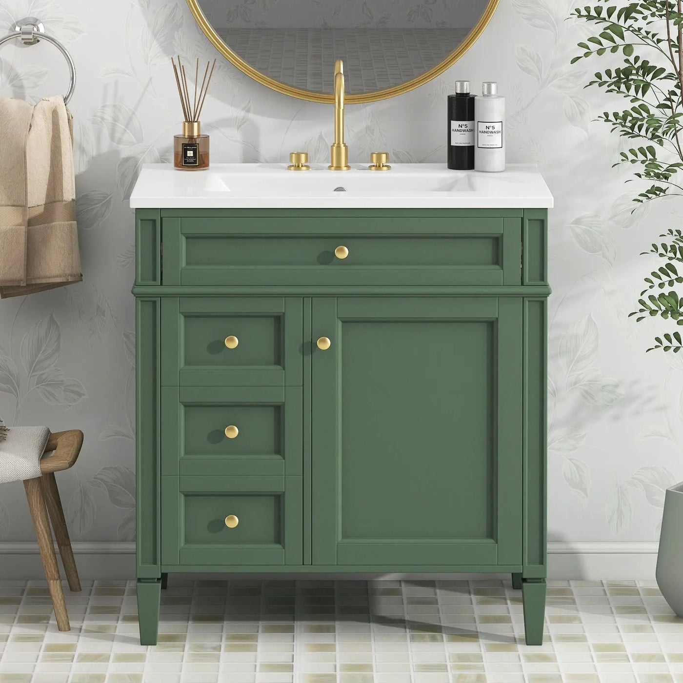 Bathroom Vanity With 2 Drawers and Tip-Out Storage Cabinet by HouseOfZazla