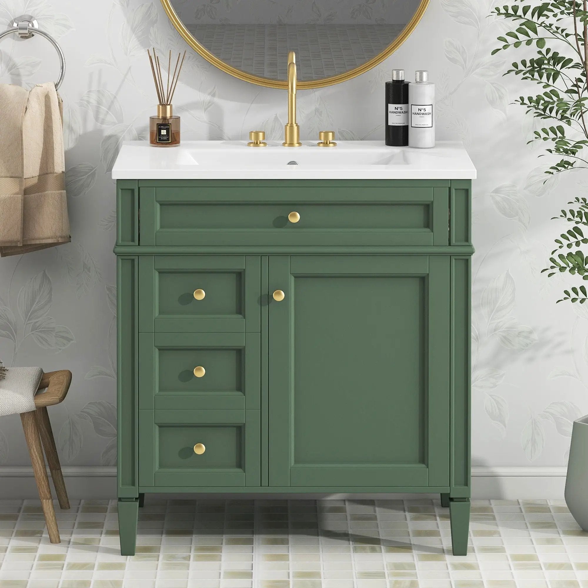 Bathroom Vanity With Top Sink, Storage Cabinet With 2 Drawers, Tip Out Drawer by HouseOfZazla