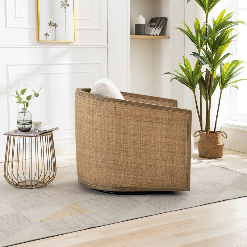 Barrel, Comfy Round Accent Sofa Chair With 360 Degree Swivel, Leisure Arm by HouseOfZazla