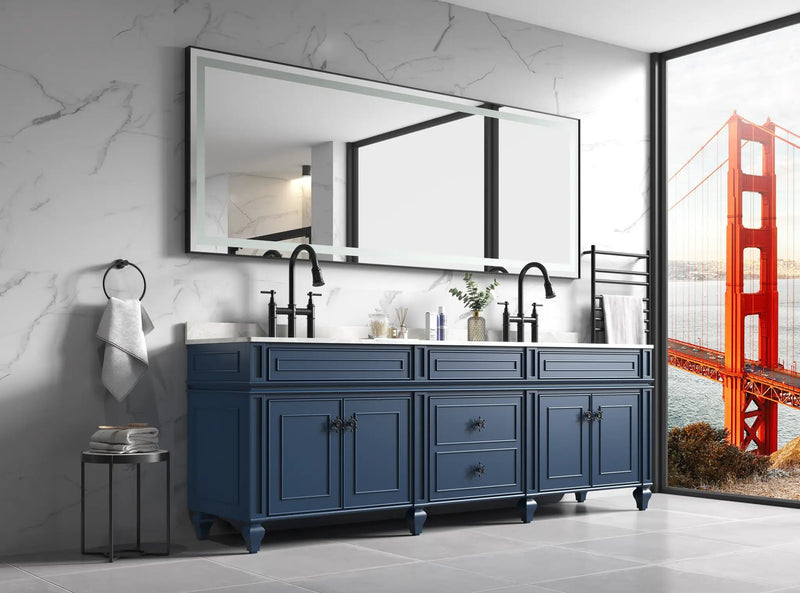96 x 36 Inch LED Bathroom Mirror with Aluminum Frame by HouseOfZazla