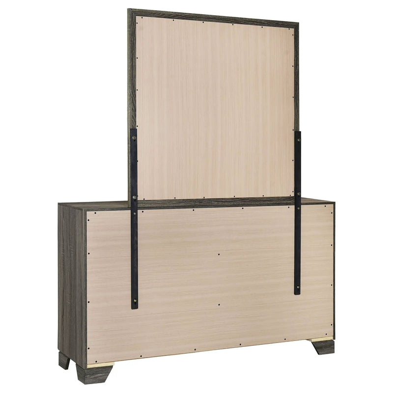 Wright 6-drawer Dresser and Mirror Brown Oak by Unique Piece Furniture