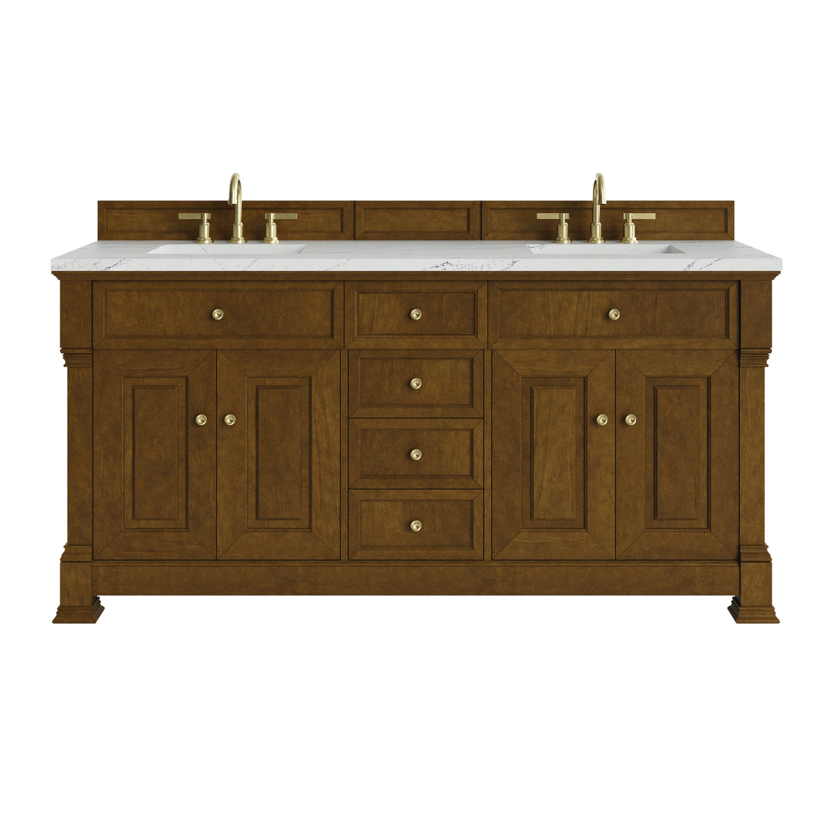 James Martin Brookfield 72" Double Bathroom Vanity, Honey Oak with Ethereal Noctis countertop