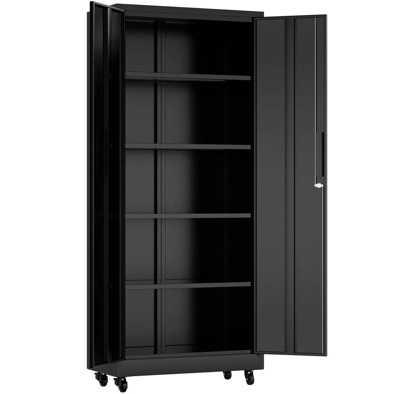 Heavy Duty Rolling Cabinet With Lock, Garage Storage Cabinet, 4 Adjustable Shelves For Tool Organization by HouseOfZazla
