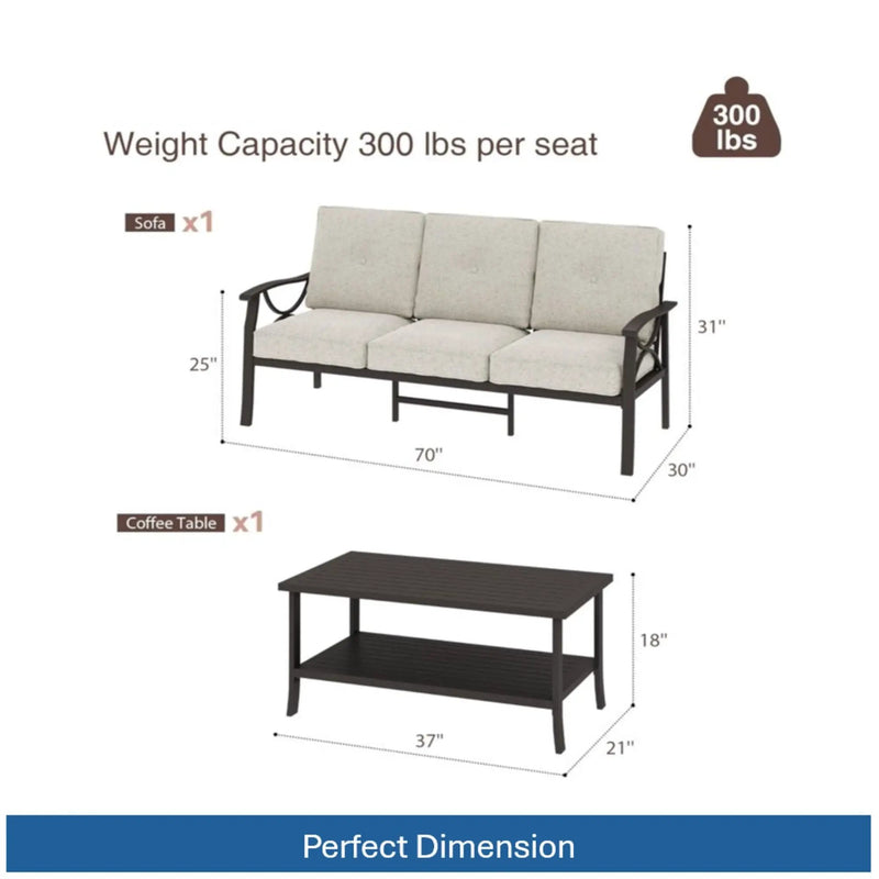 Patio Furniture Set with Coffee Table and Cushions for Backyard by HouseOfZazla
