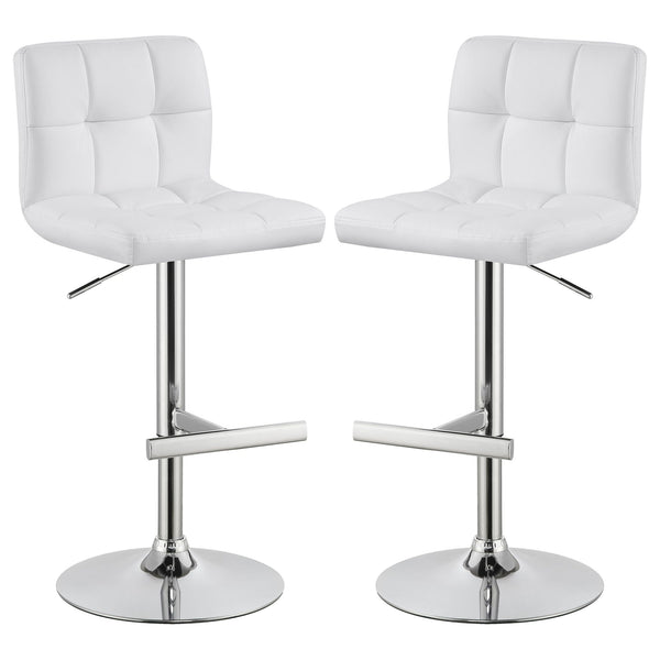 Lenny - Upholstered Adjustable Bar Stool (Set of 2) - White