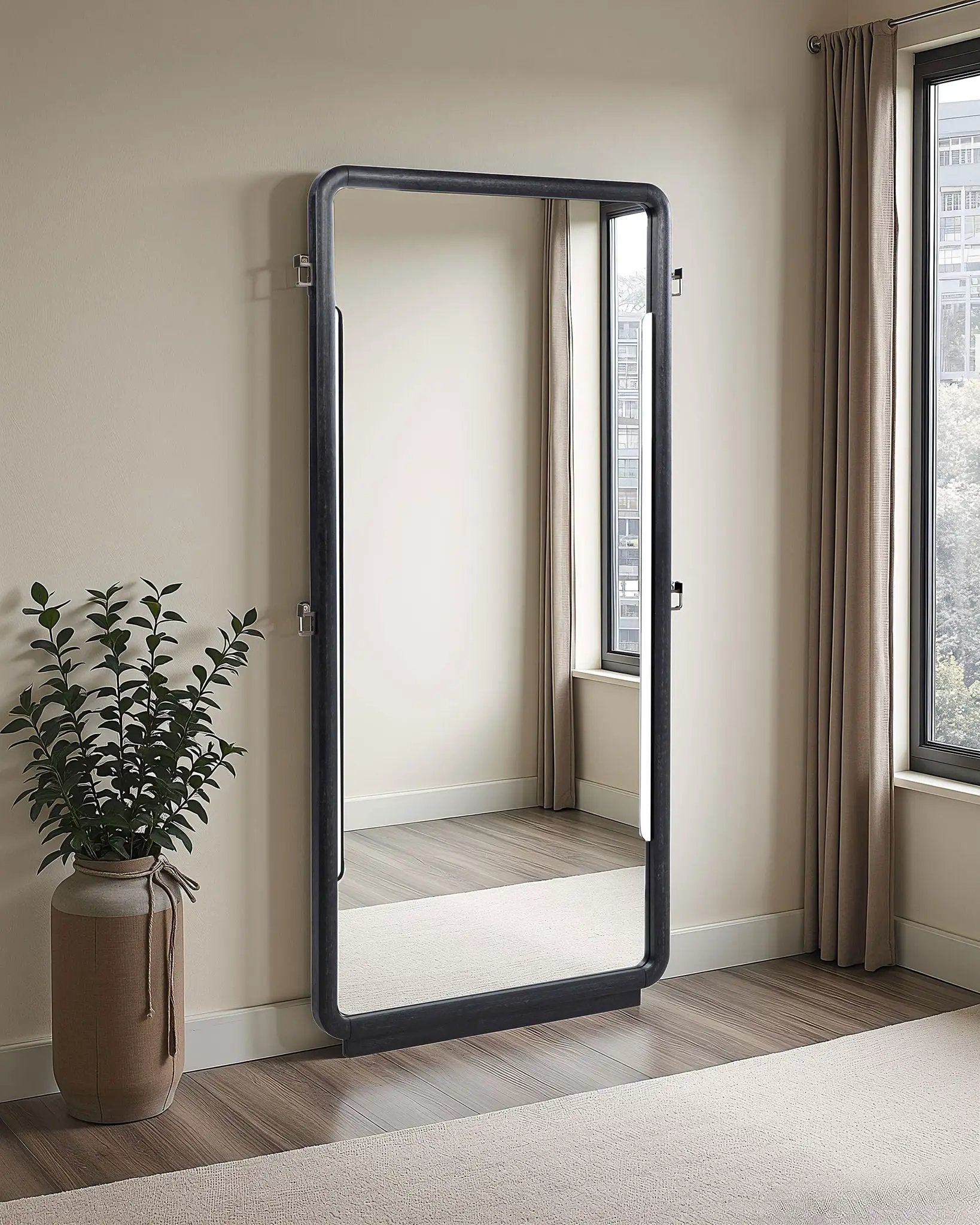 Leandro 76-inch Full Length Floor Mirror Burnished Black by Unique Piece Furniture