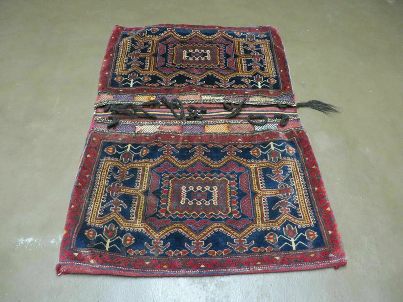 3' X 4.5' Antique Handmade Turkish Tribal Wool Rug Double Saddle Bag Nice by Jewel Rugs