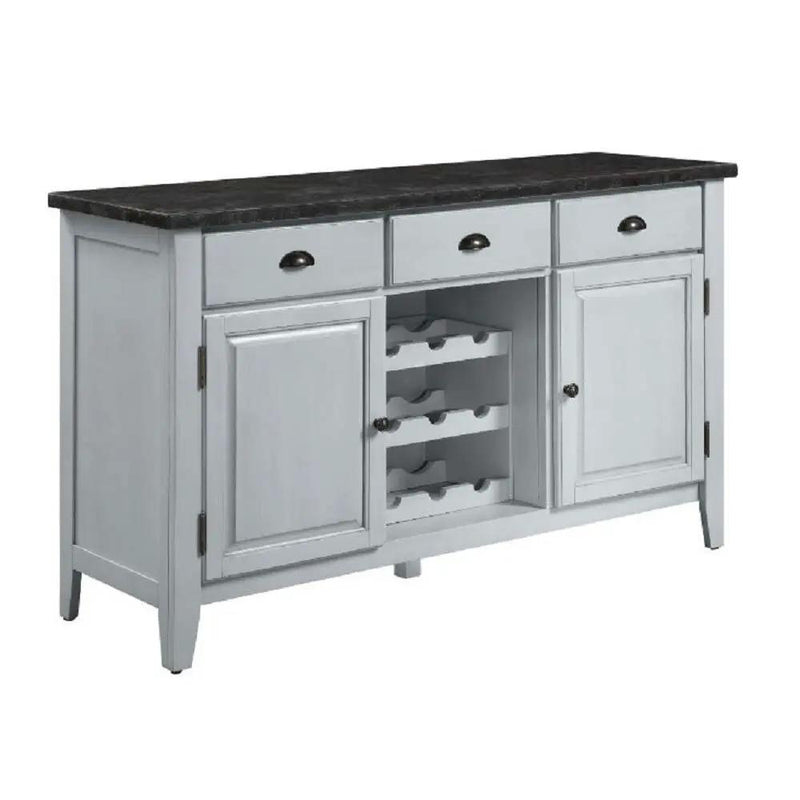 Lanton - Server - Natural Marble & Antique White by Unique Piece Furniture