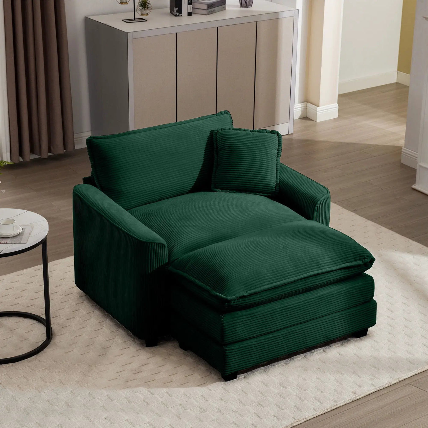 Classic Modern Comfortable Single Chair Deep Seat Sofa With Footstool by HouseOfZazla