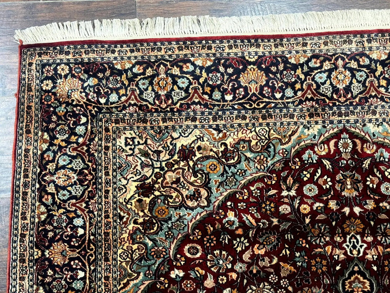 4x6 Silk Rug, Very Fine 650 KPSI, Silk Persian Carpet, Red, Floral Medallion, Sino Persian by Jewel Rugs