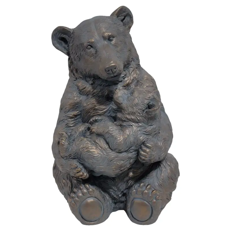 12'' Antique Bronze Mother And Cub Bear Statue by HouseOfZazla