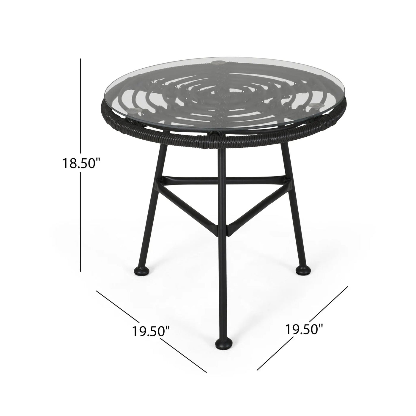 Petrichor Outdoor Side Table with Tempered Glass and Steel Frame by HouseOfZazla