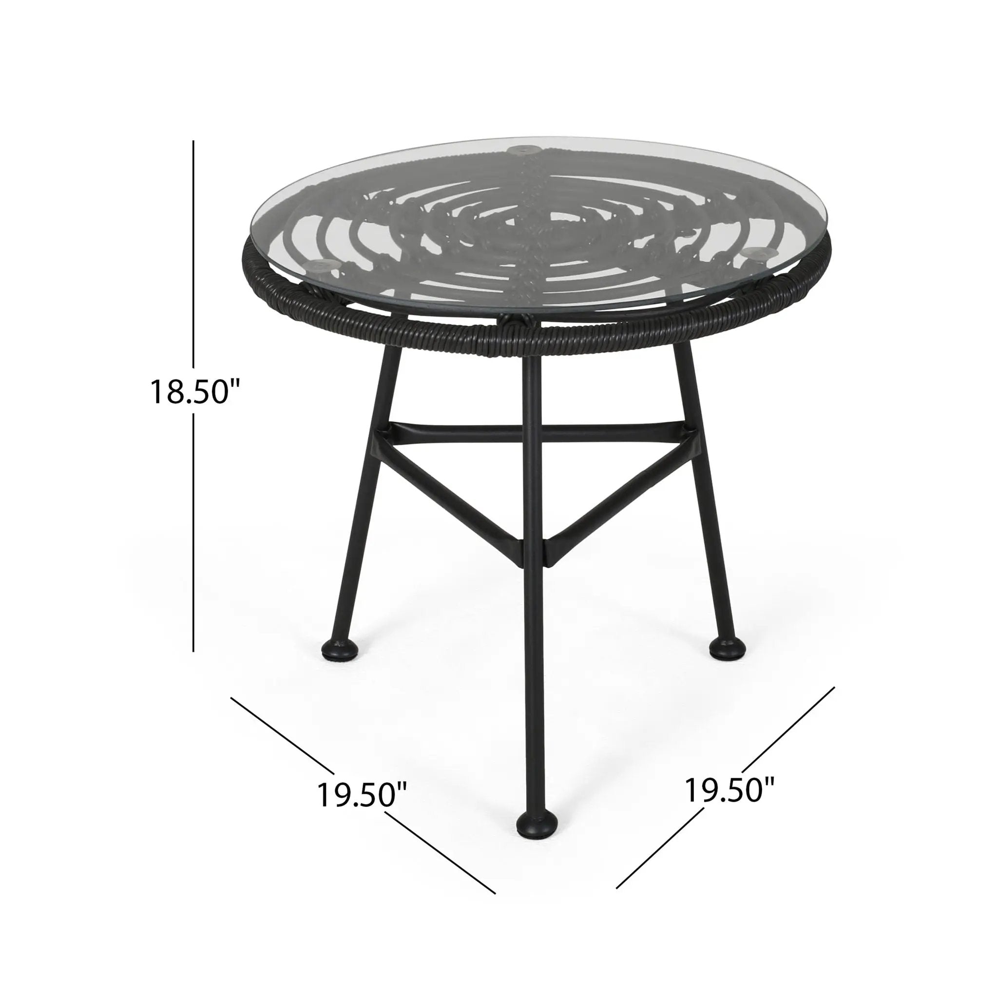 Petrichor Outdoor Side Table with Tempered Glass and Steel Frame by HouseOfZazla