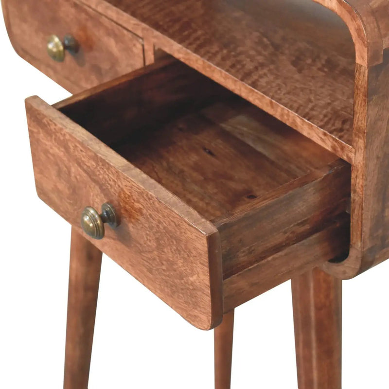 Solid Wood Mini Curved Honey Console Table by HouseOfZazla