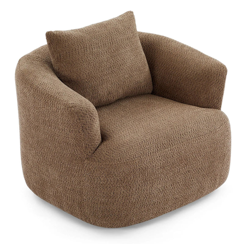 360° Swivel Barrel Sofa Chair With Throw Pillow, Upholstered Accent Chair by HouseOfZazla
