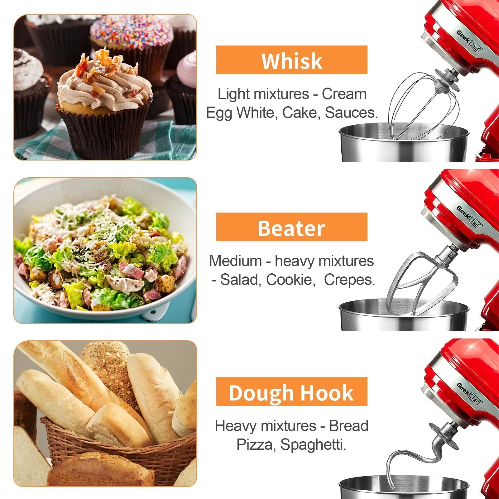 Geek Chef Electric Stand Mixer, 4.8QT, 12 Speeds Tilt-Head by HouseOfZazla