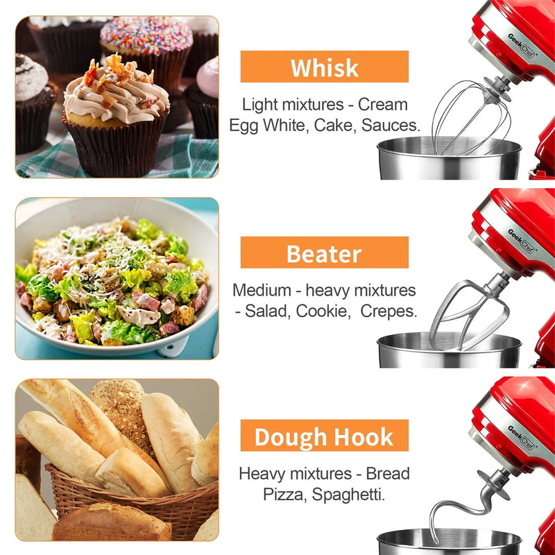Geek Chef Electric Stand Mixer, 4.8QT, 12 Speeds Tilt-Head by HouseOfZazla