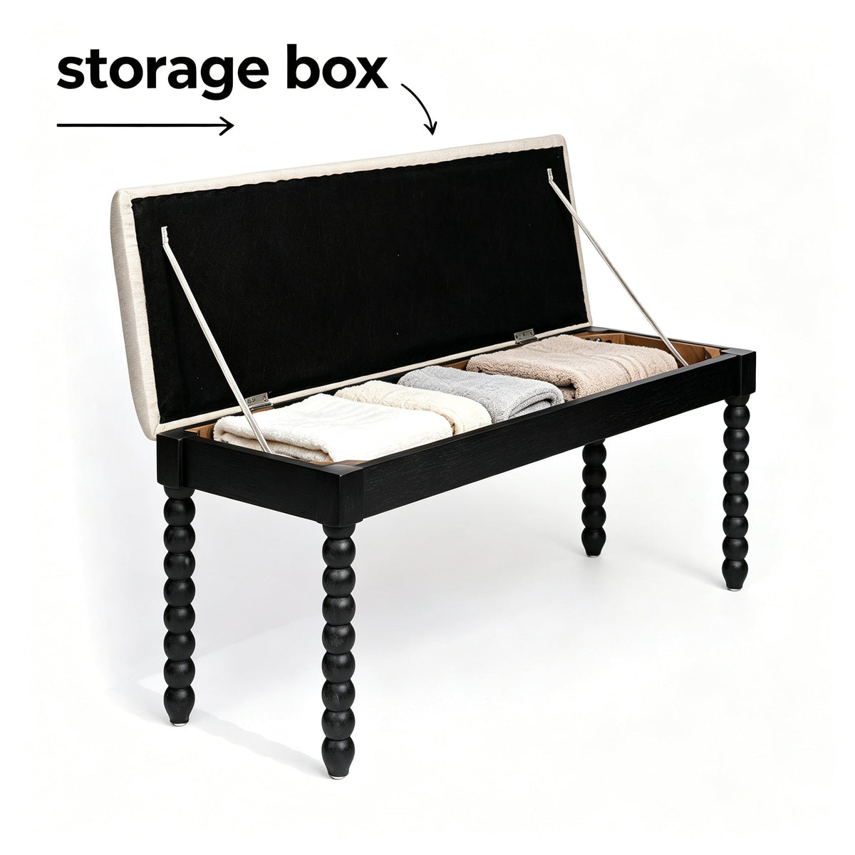 Farmhouse Wooden Storage Bench with Soft Cushion, photo 2 of 10