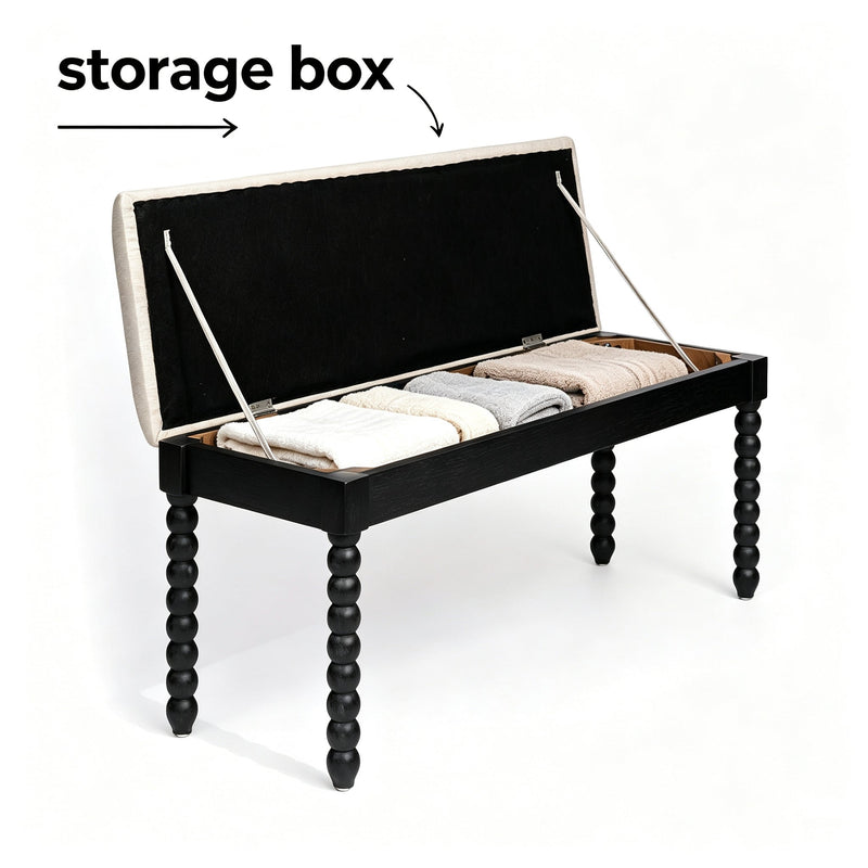 Farmhouse Wooden Storage Bench with Soft Cushion, photo 2 of 10