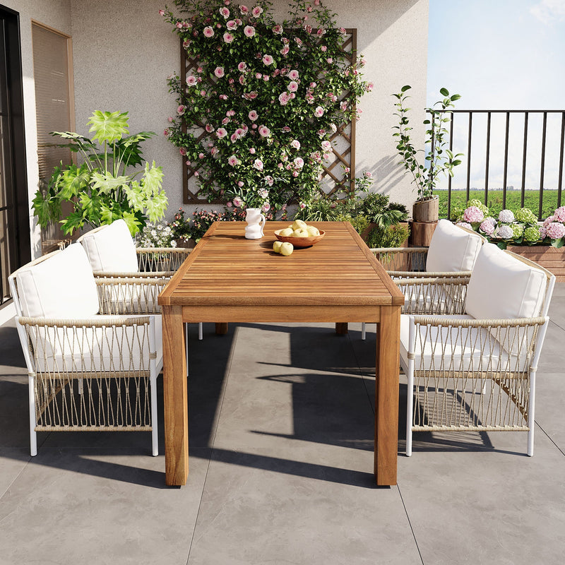TOPMAX Patio 5pcs Wooden Dining Table Set by HouseOfZazla